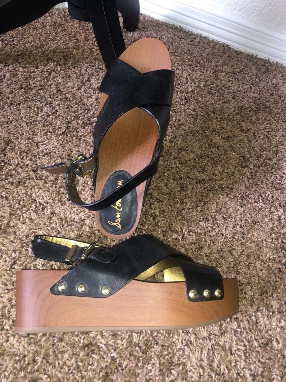 Sam Edelman Black Leather Platform Sandals